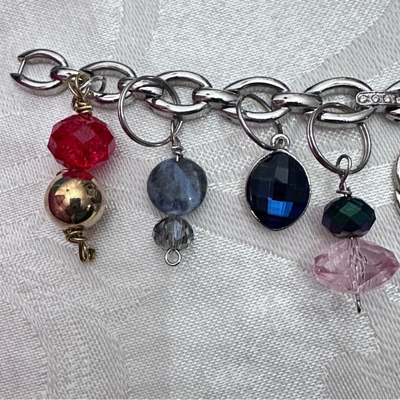 Handmade Charm Bracelet Repurposed Silver Tone Chain 4343 - Picture 8 of 12